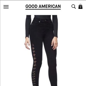 Good American Good Waist Black Lace up Size 6